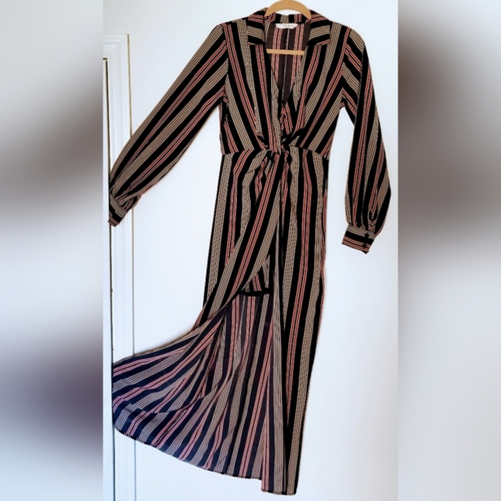 Molly Green. Small. Long striped high cut dress.